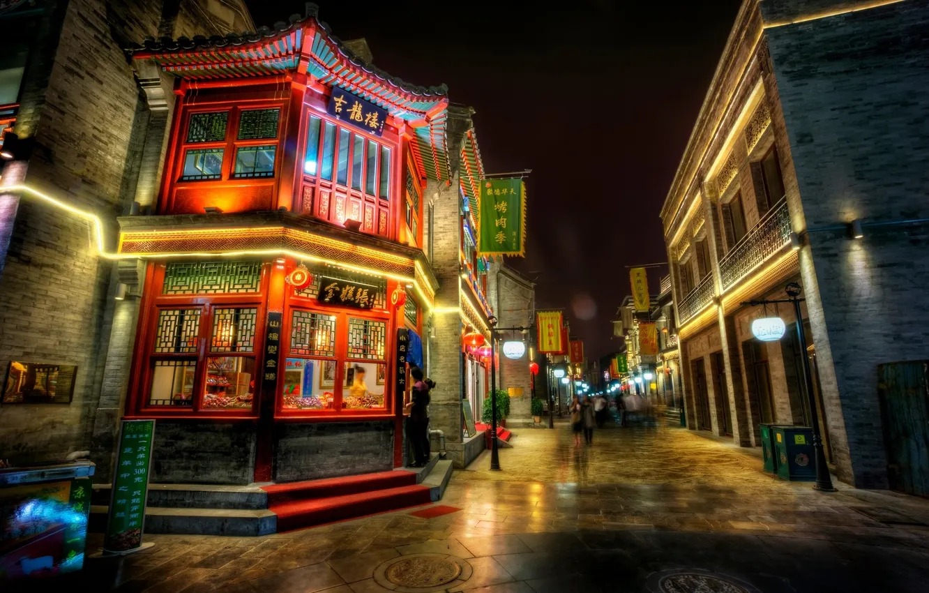 Photo wallpaper street, China, lights, China, Beijing, Beijing