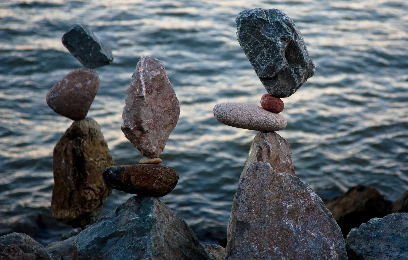 Photo wallpaper water, pebbles, pebbles, configuration