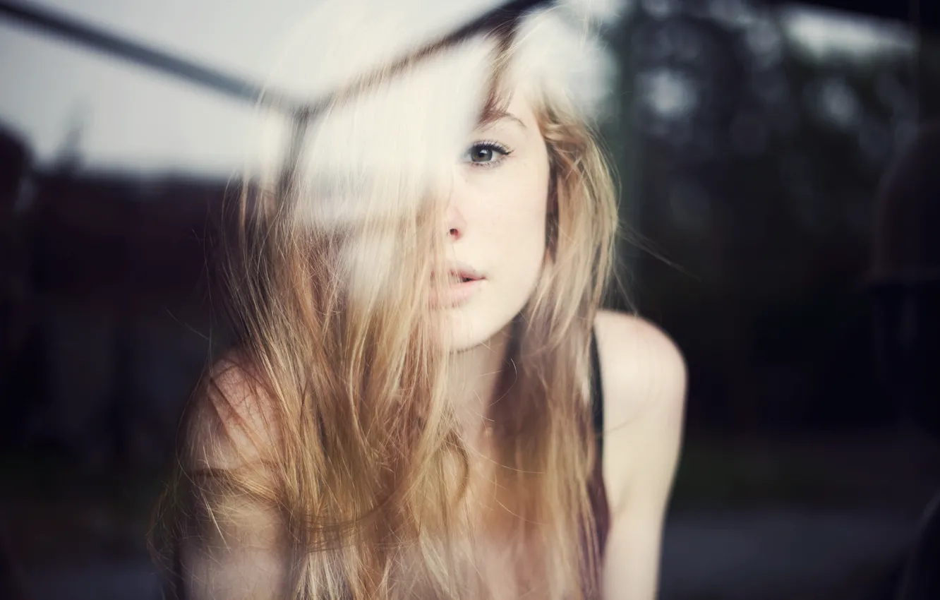 Photo wallpaper eyes, look, girl, hair