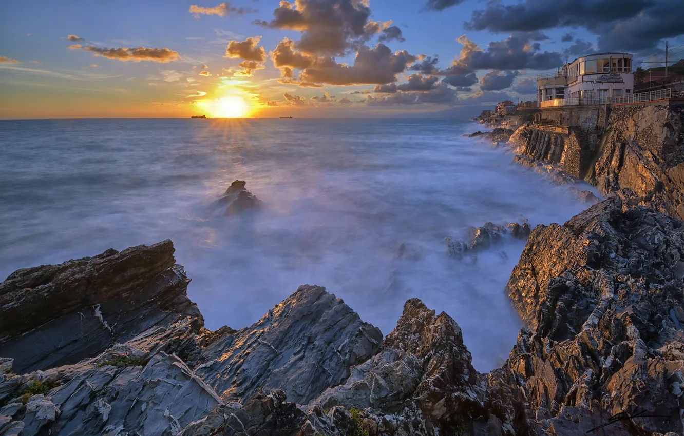 Photo wallpaper sea, sunset, Hotel Marinella