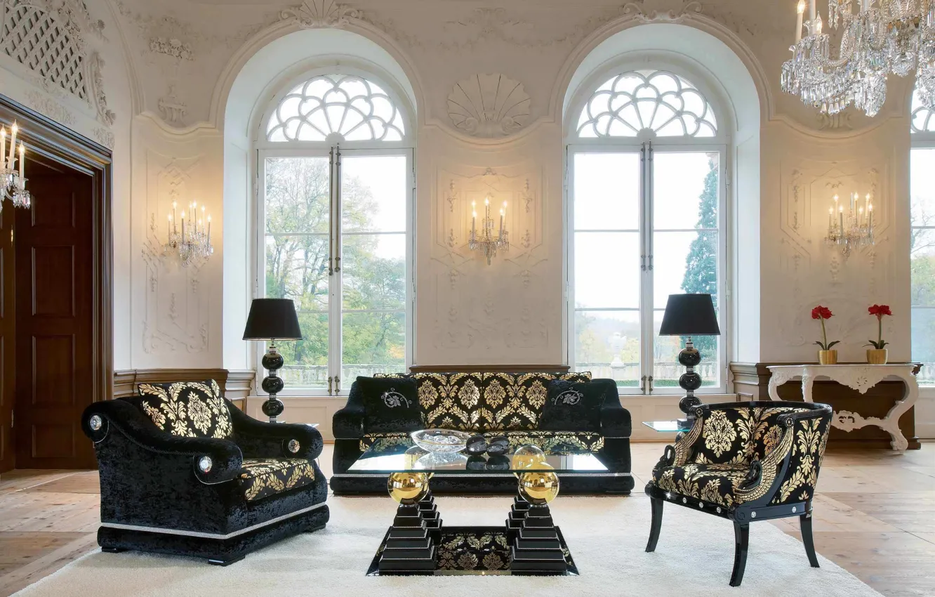 Photo wallpaper design, style, interior, living room, Dom-castle