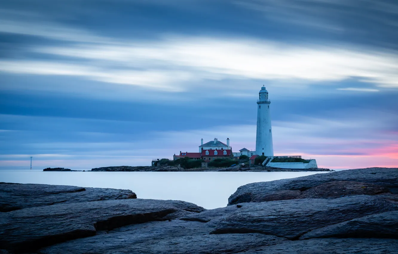 Photo wallpaper sea, nature, The sky, Lighthouse, Stones