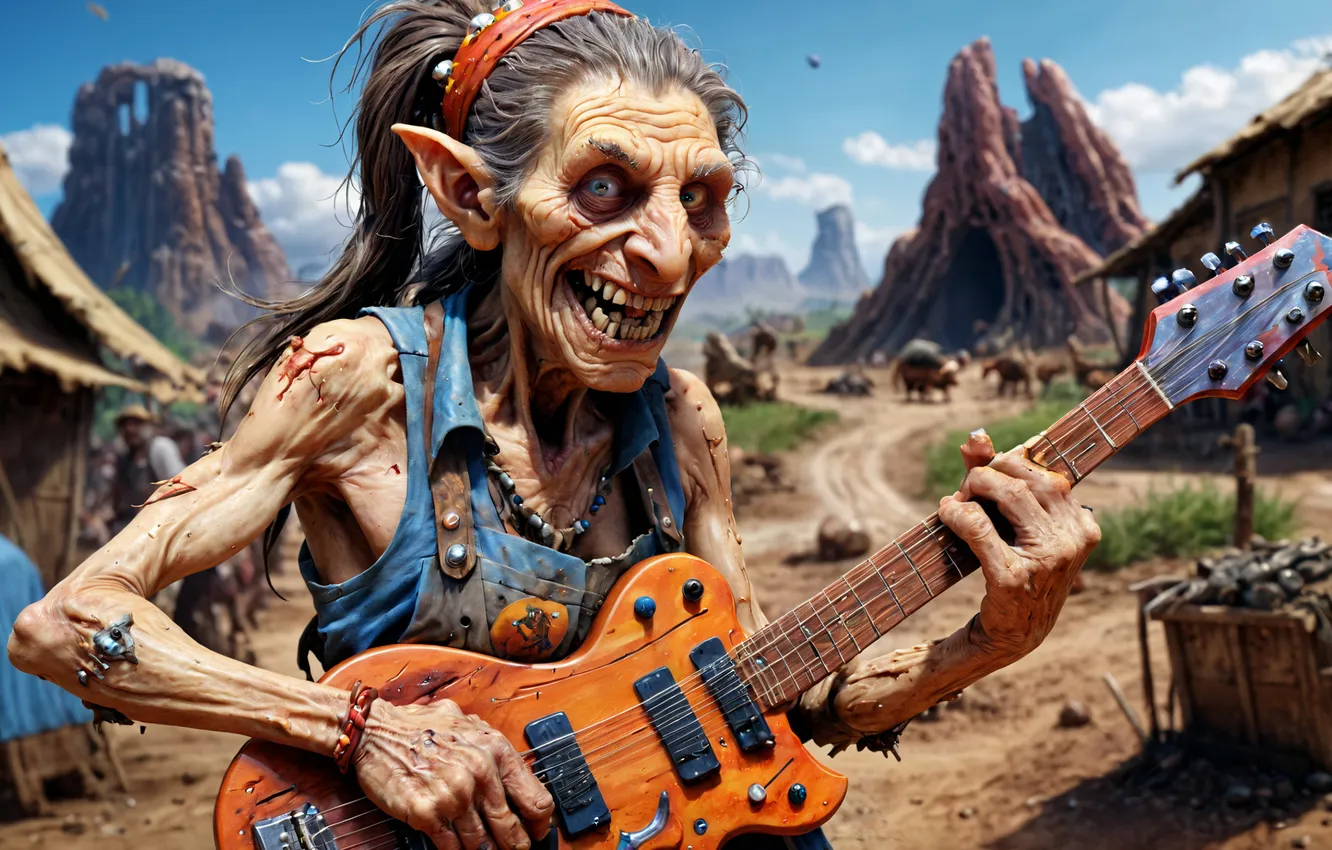 Photo wallpaper guitar, horror, horror, Baba Yaga