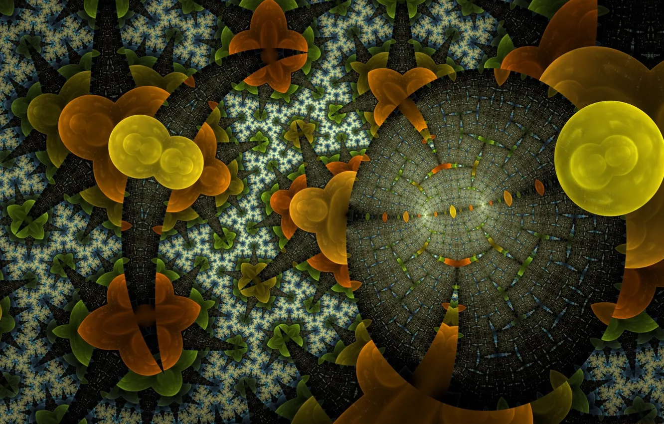 Photo wallpaper green, pattern, figure