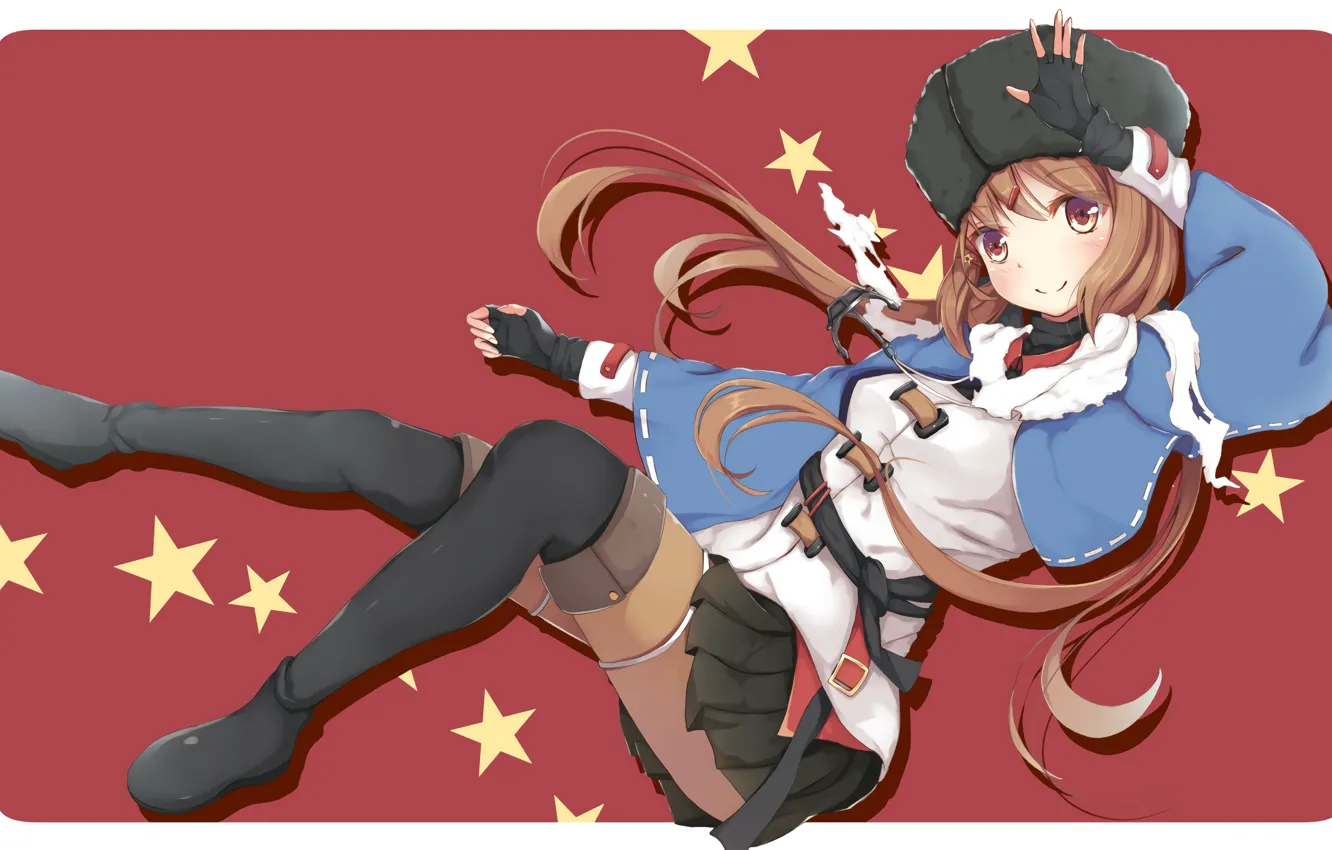 Photo wallpaper girl, sexy, thighhighs, long hair, anime, beautiful, pretty, brunette