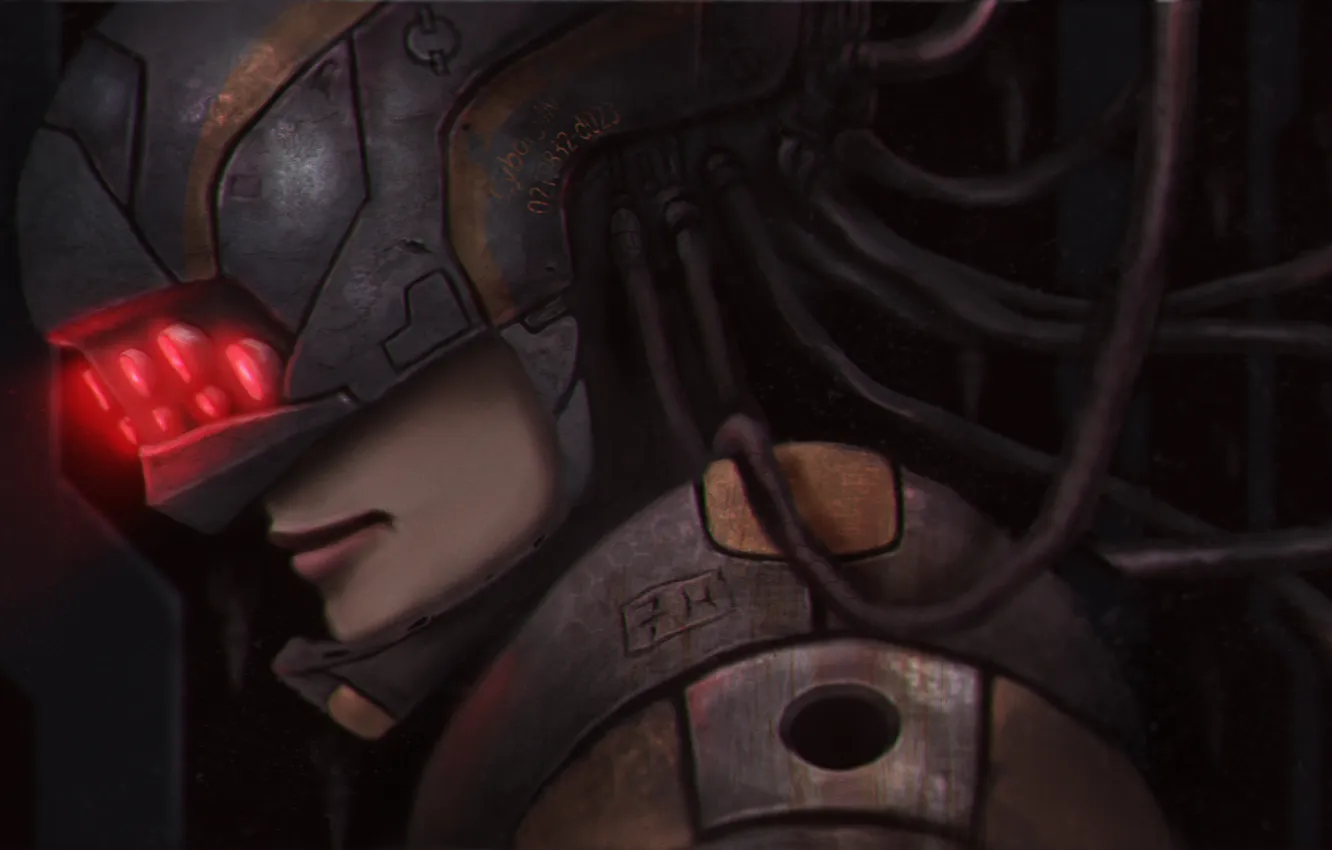 Photo wallpaper helmet, art, cyborg