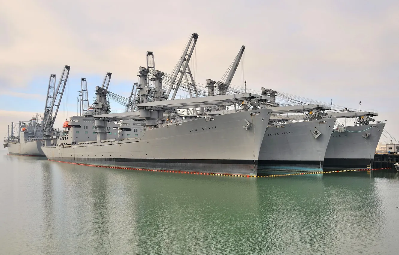 Photo wallpaper sea, ship, port