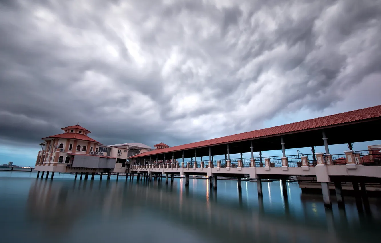 Photo wallpaper landscape, bridge, river