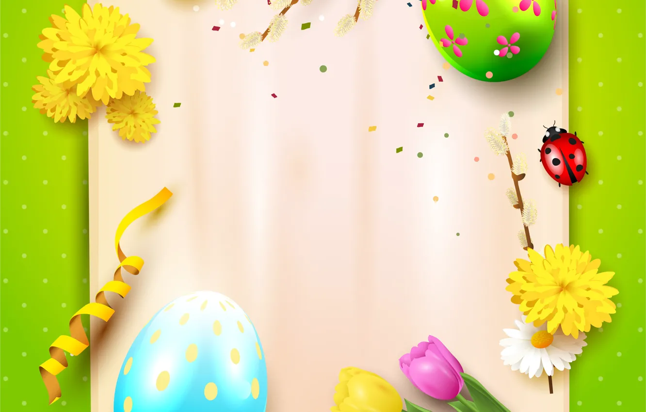 Photo wallpaper flowers, graphics, chamomile, eggs, Easter, tulips, Easter