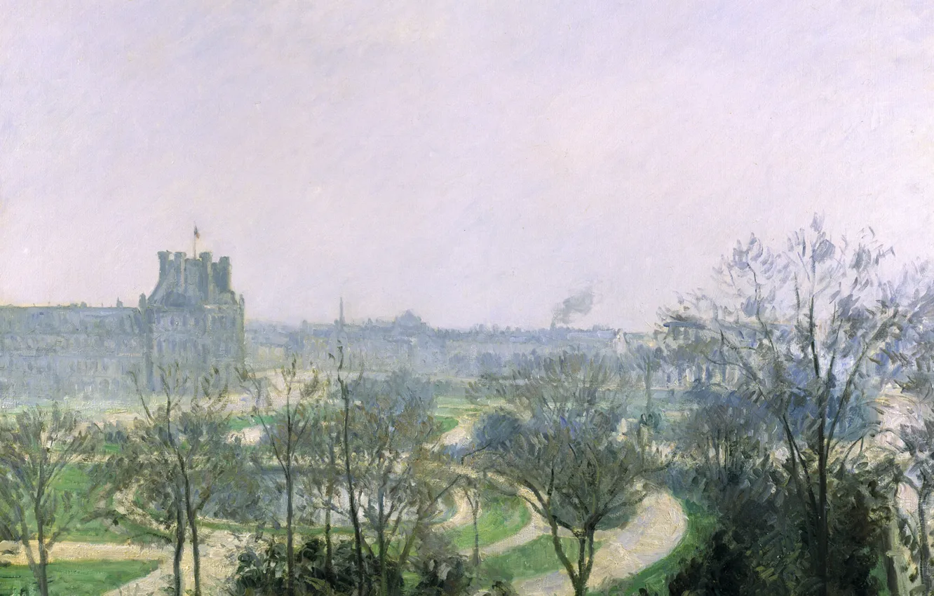 Photo wallpaper landscape, the city, Park, picture, Camille Pissarro, The Tuileries Garden