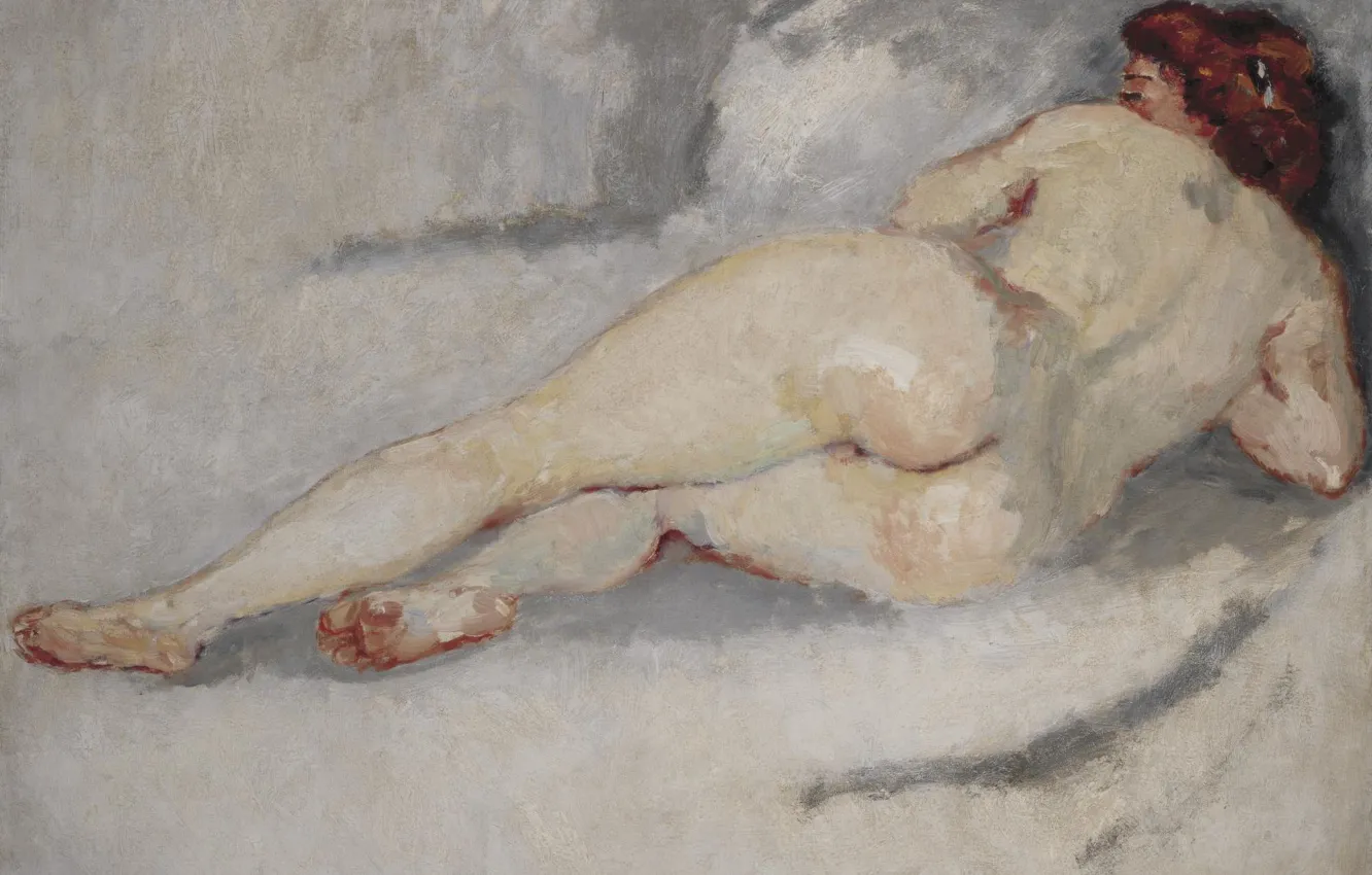 Photo wallpaper oil, red, canvas, Kees van Dongen, 1907, Fauvism, Reclining Nude