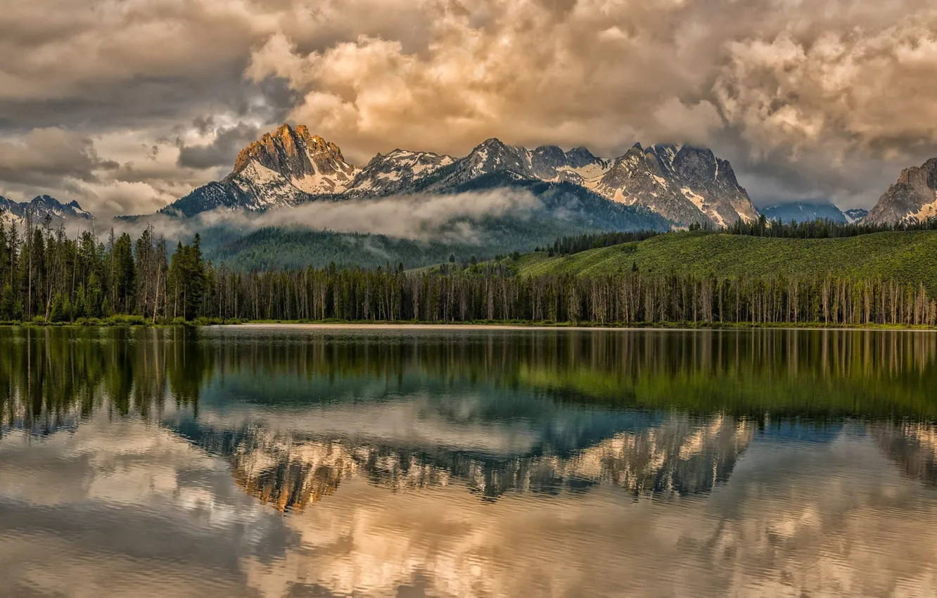 Photo wallpaper clouds, landscape, nature, beauty, Mountains, Lake