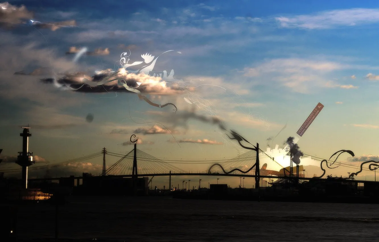 Photo wallpaper the sky, bridge, treatment