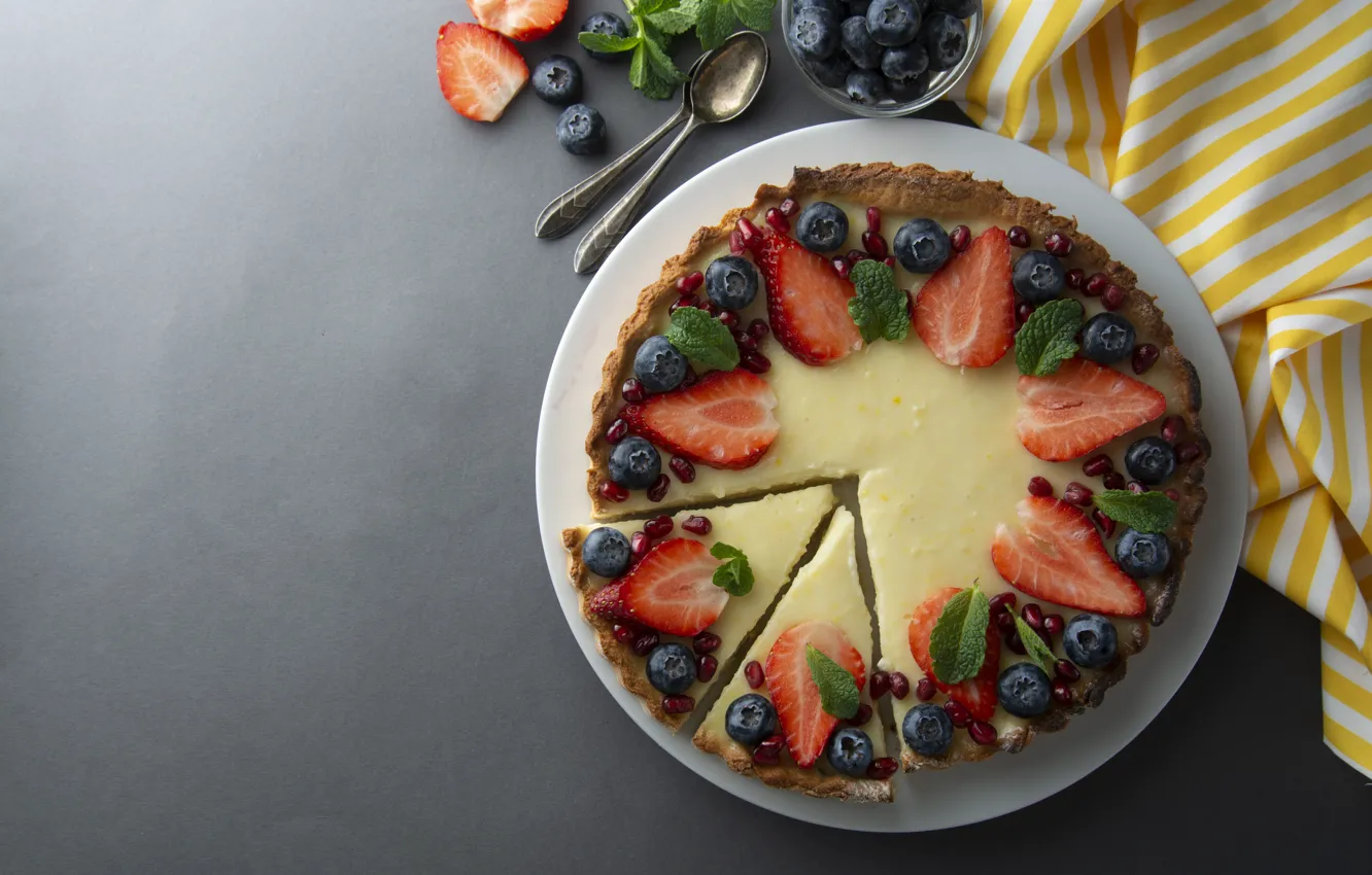 Photo wallpaper berries, cake, cheesecake