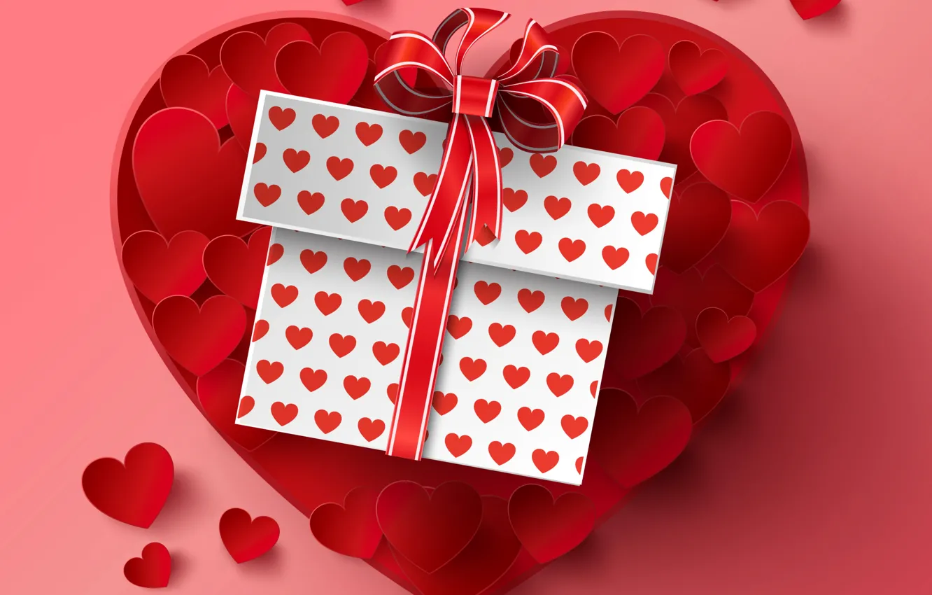 Photo wallpaper gift, heart, love, heart, romantic, Valentine's Day