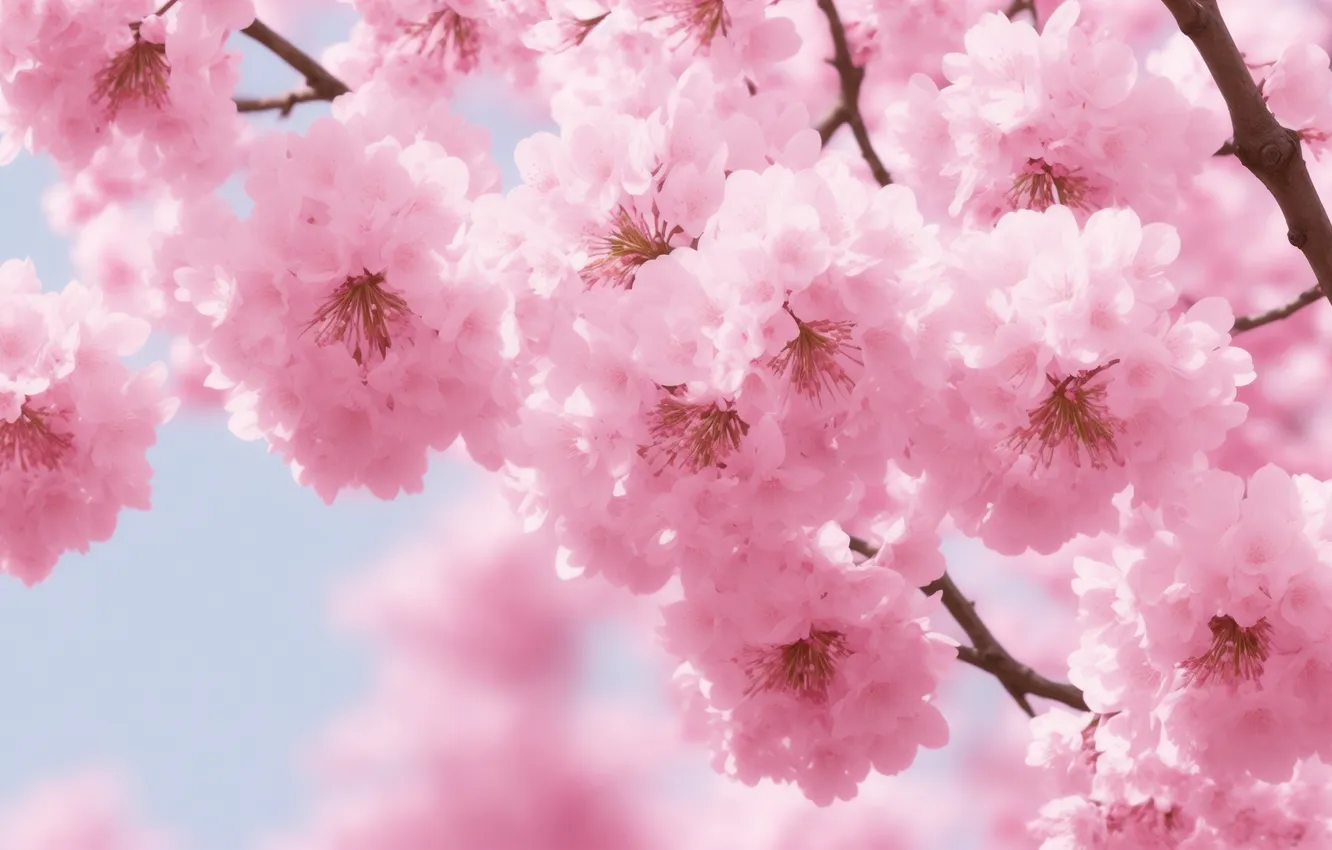 Photo wallpaper flower, flowers, background, tree, pink, Wallpaper, Sakura, wallpaper