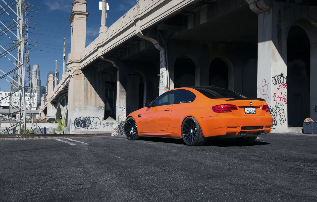 Photo wallpaper Orange, Bridge, E92, M3