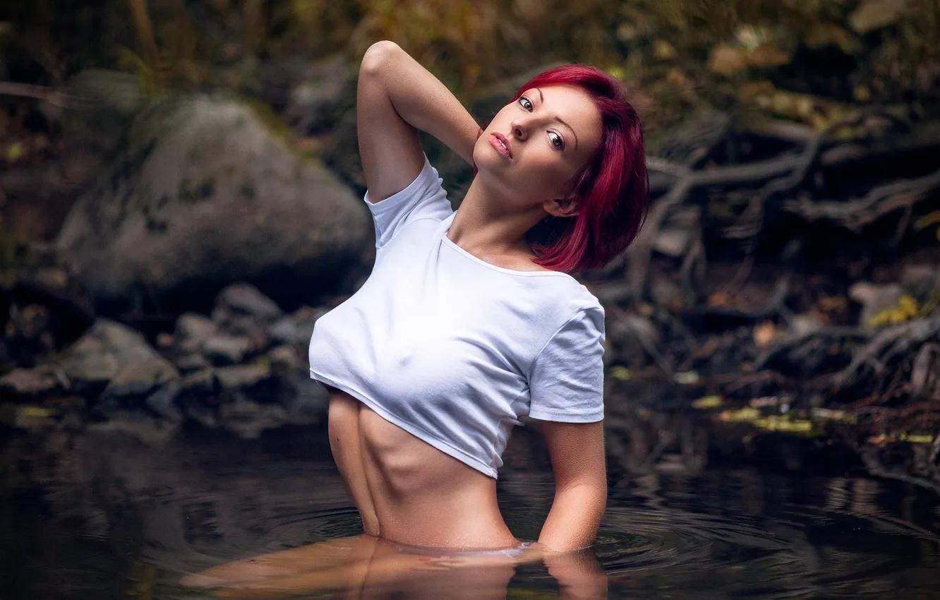 Photo wallpaper girl, woman, model, pretty, tank top