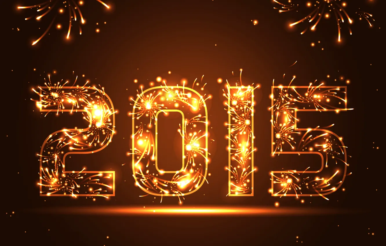 Photo wallpaper salute, New Year, gold, New Year, fireworks, Happy, sparkle, 2015