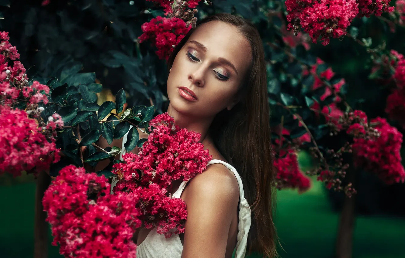 Photo wallpaper girl, flowers, model, Kirill Averianov