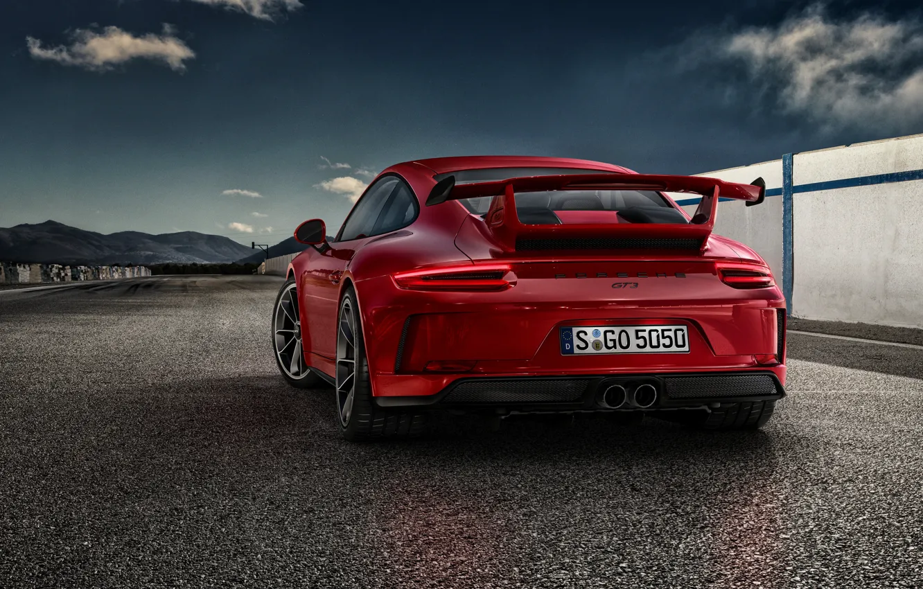 Photo wallpaper 911, Porsche, spoiler, Porsche, red, GT3