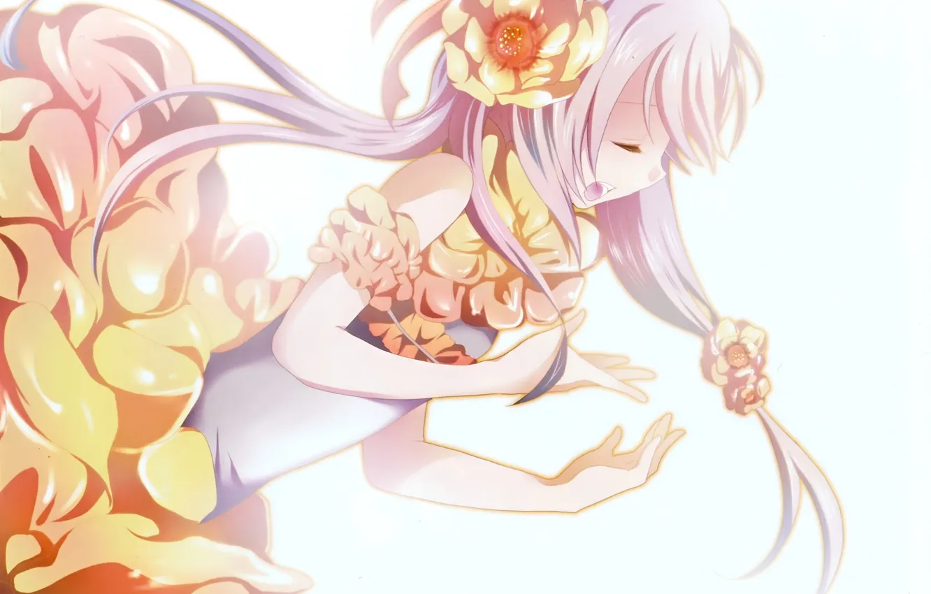Photo wallpaper girl, flowers, art, vocaloid, Vocaloid, marireroy, Abhaya