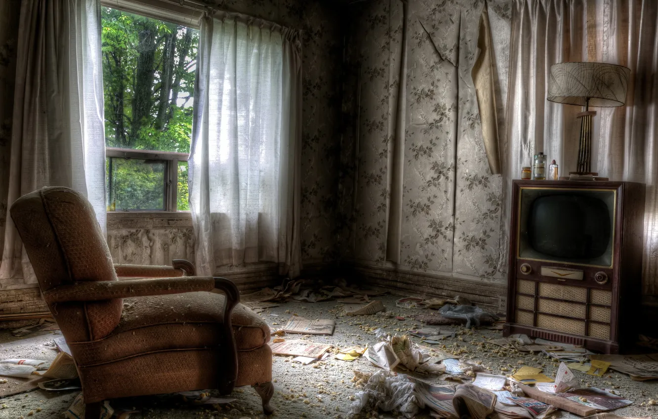 Photo wallpaper room, chair, TV