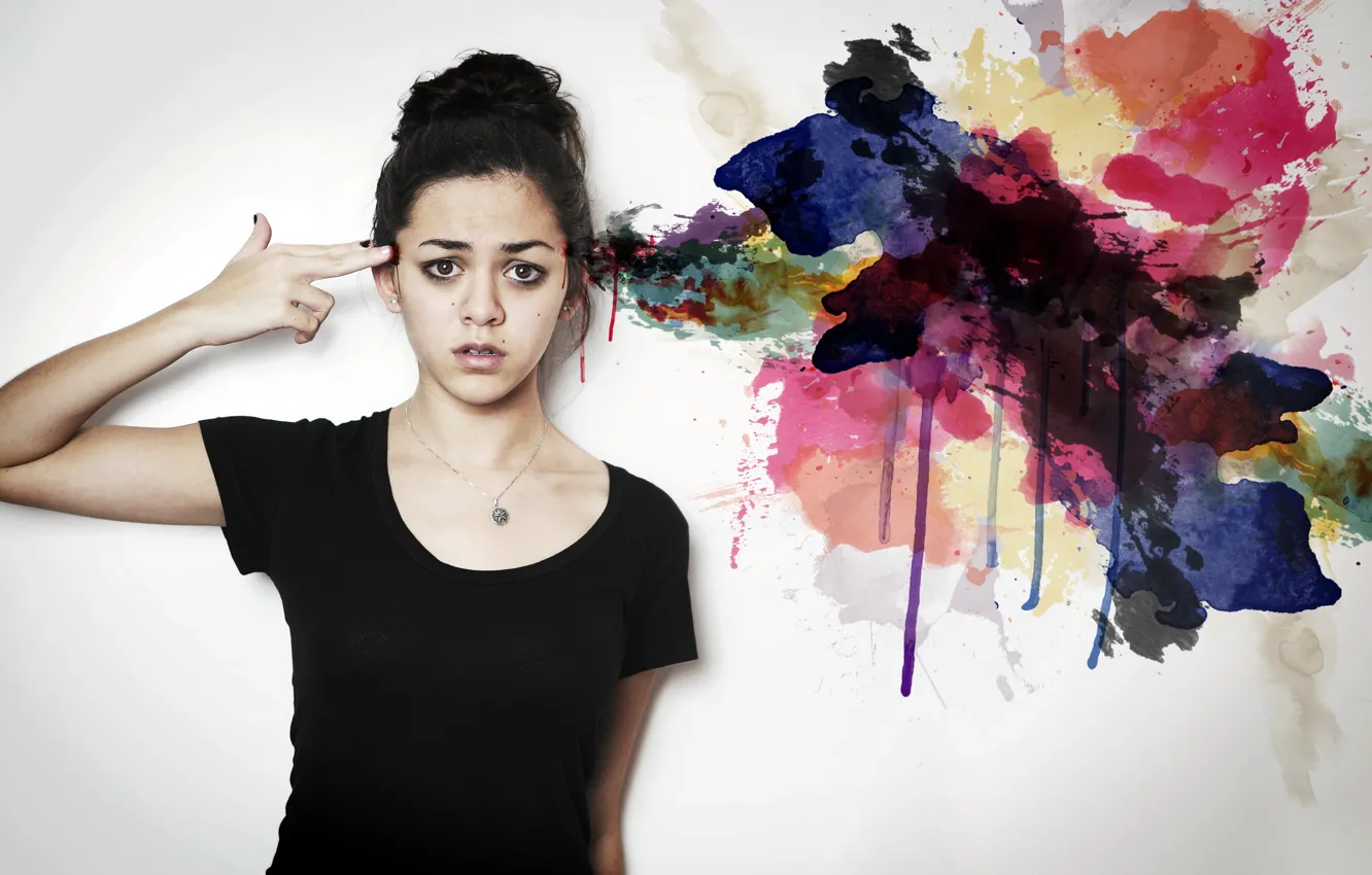 Photo wallpaper girl, pose, paint, the situation