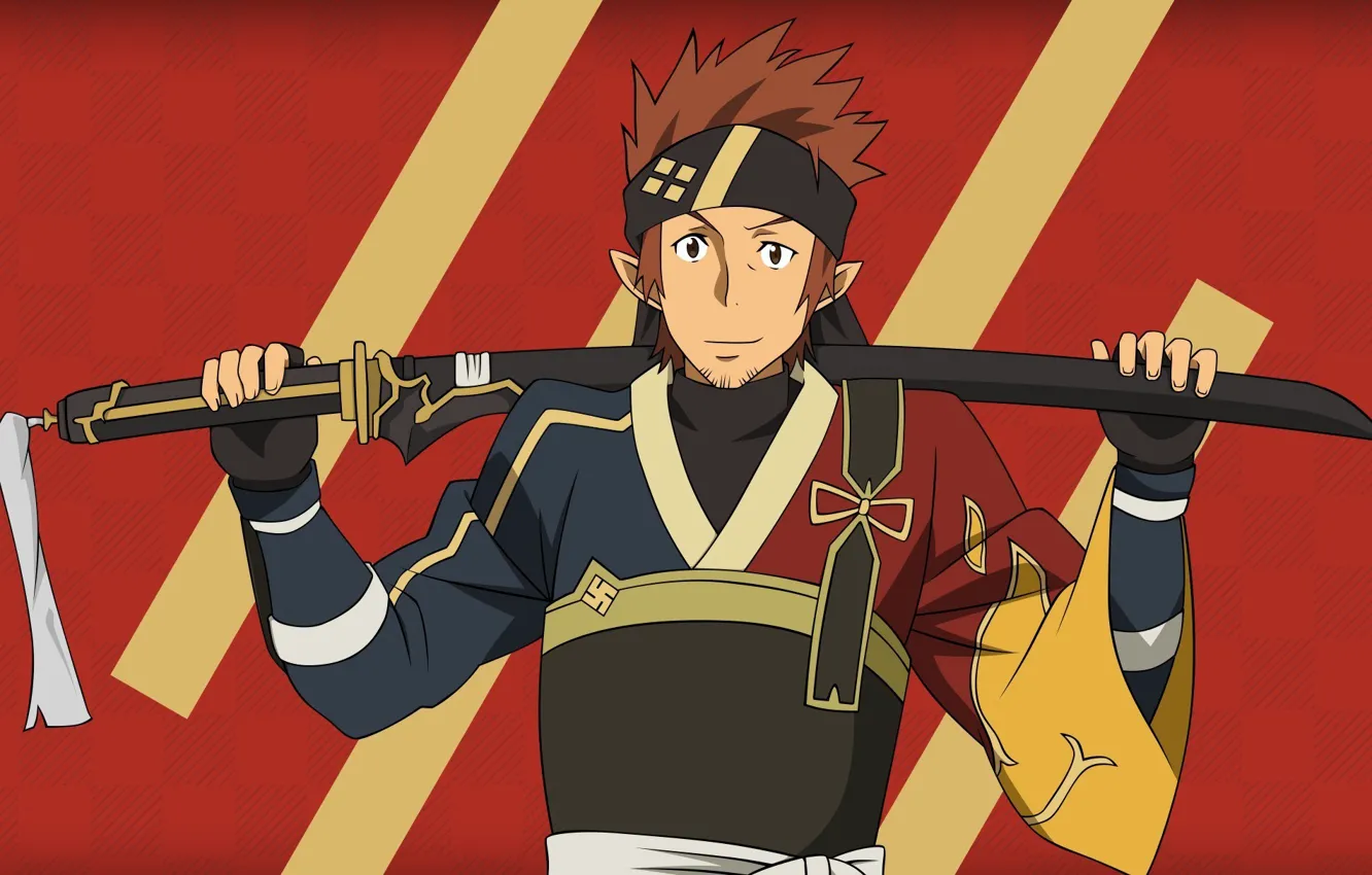Photo wallpaper sword, game, weapon, anime, man, boy, redhead, asian