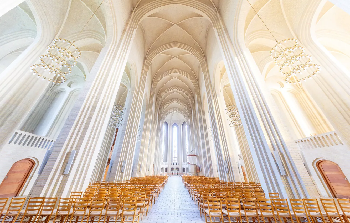 Photo wallpaper Denmark, Copenhagen, the nave, the Church Grundtvig