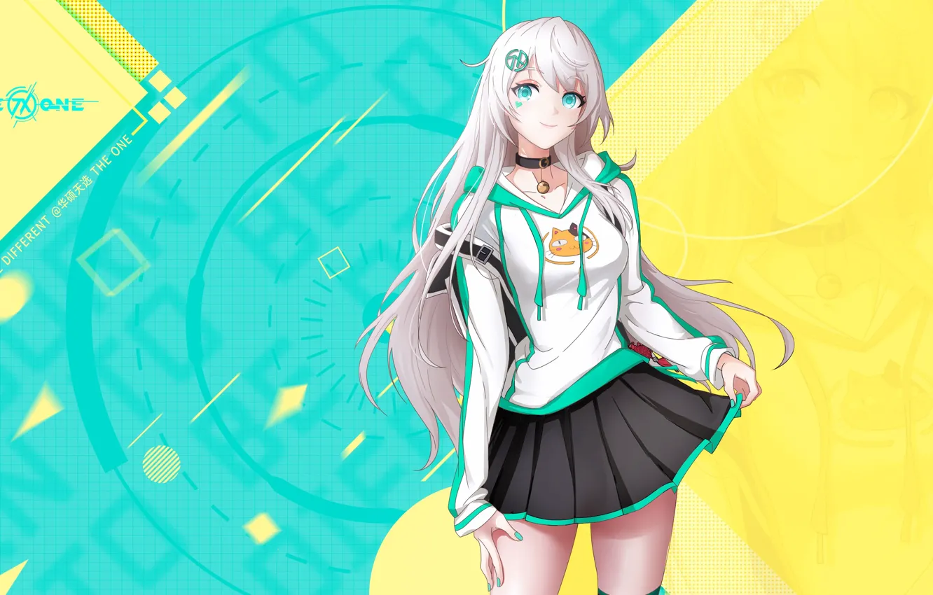 Photo wallpaper smile, schoolgirl, cutie, uniform, anime, digital art, asus, Anime girl