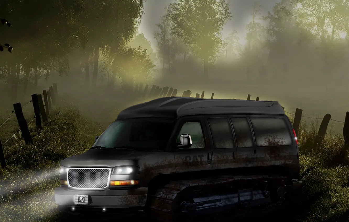 Photo wallpaper car, machine, photoshop, bus, auto, Rover, GMC