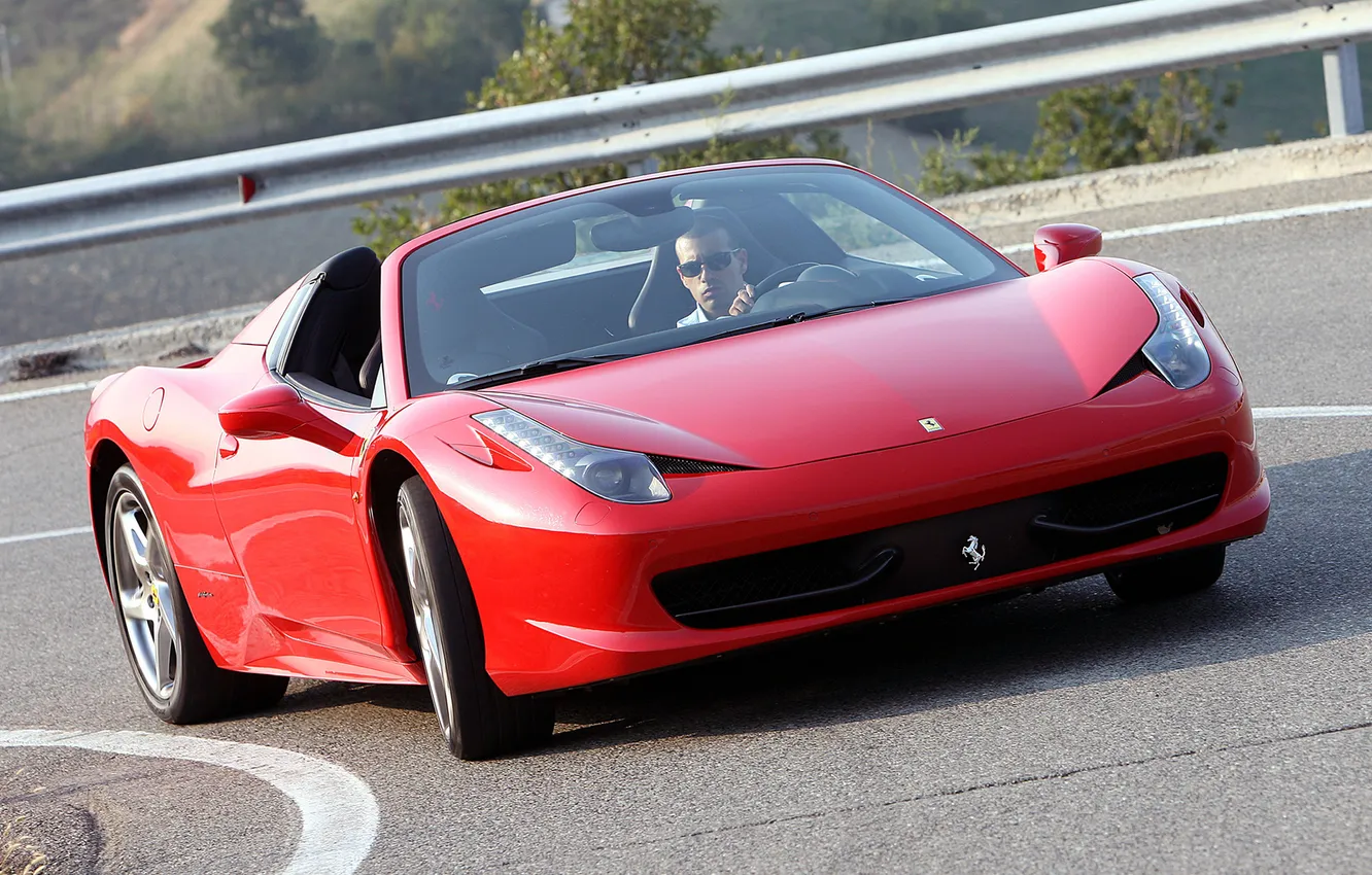 Photo wallpaper road, Ferrari, car, Spider, 458 Italia, open top