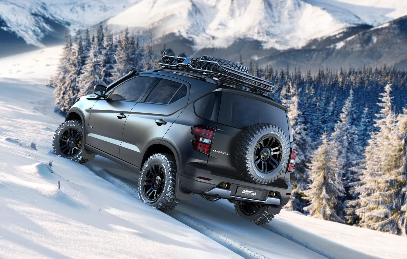 Photo wallpaper auto, Concept, snow, mountains, Wallpaper, Chevy, Niva, Chevrolet Niva Concept