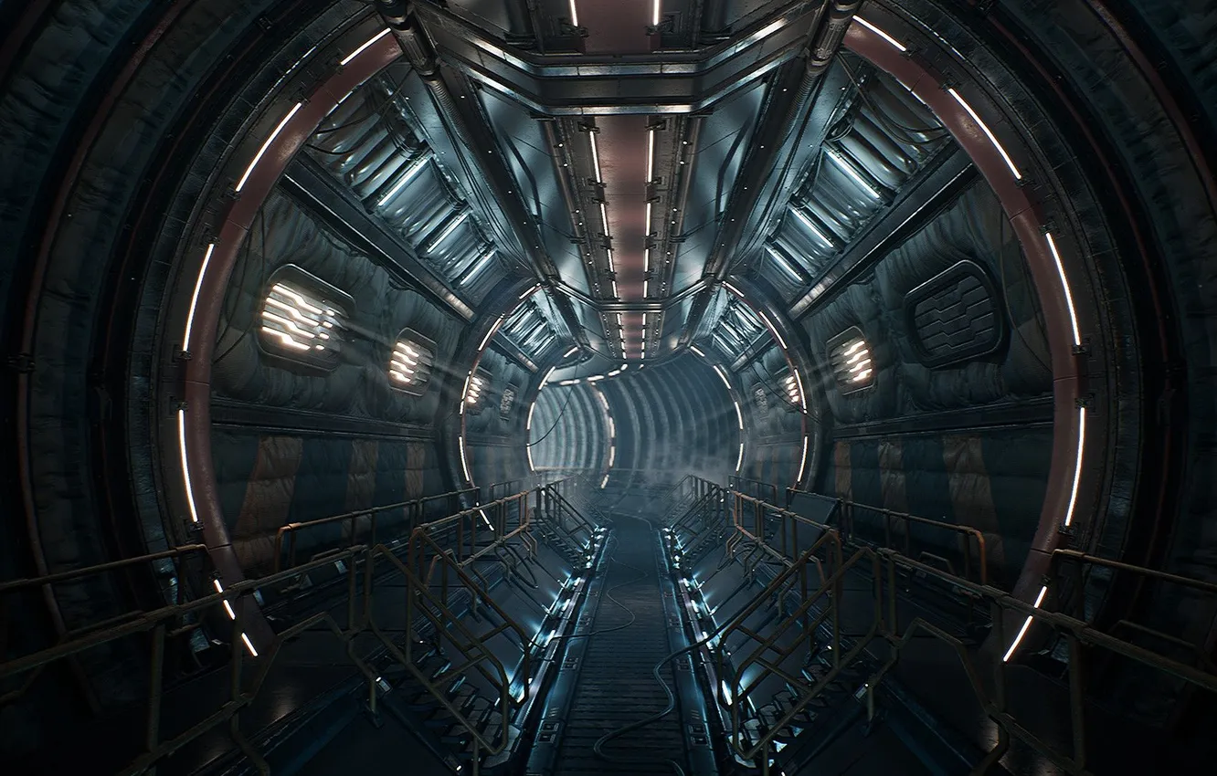 Photo wallpaper space, corridor, the tunnel, art, space station, spaceship, station, cosmos