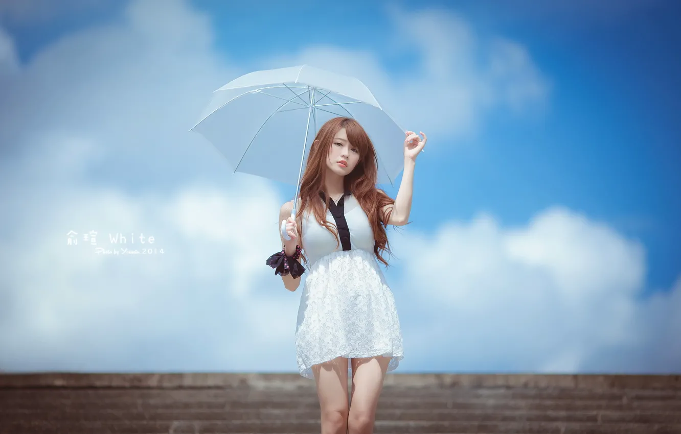 Photo wallpaper girl, style, umbrella, Asian