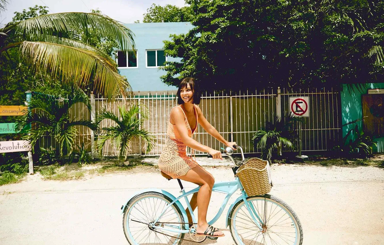 Photo wallpaper girl, sexy, bike, beautiful, model, Rachel Cook