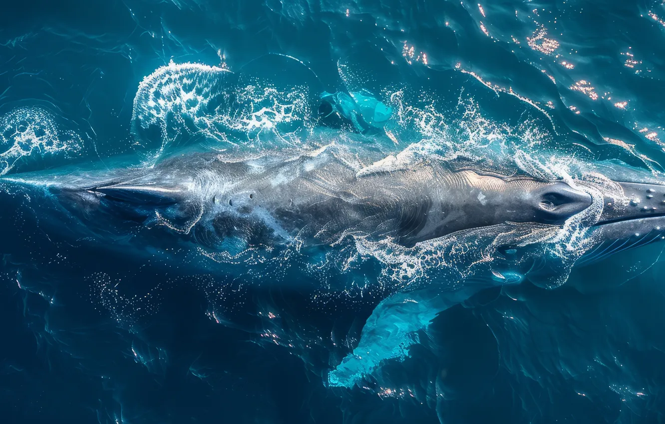 Photo wallpaper water, kit, top, digital art, AI art, The Art of Artificial Intelligence, Blowhole, neural network