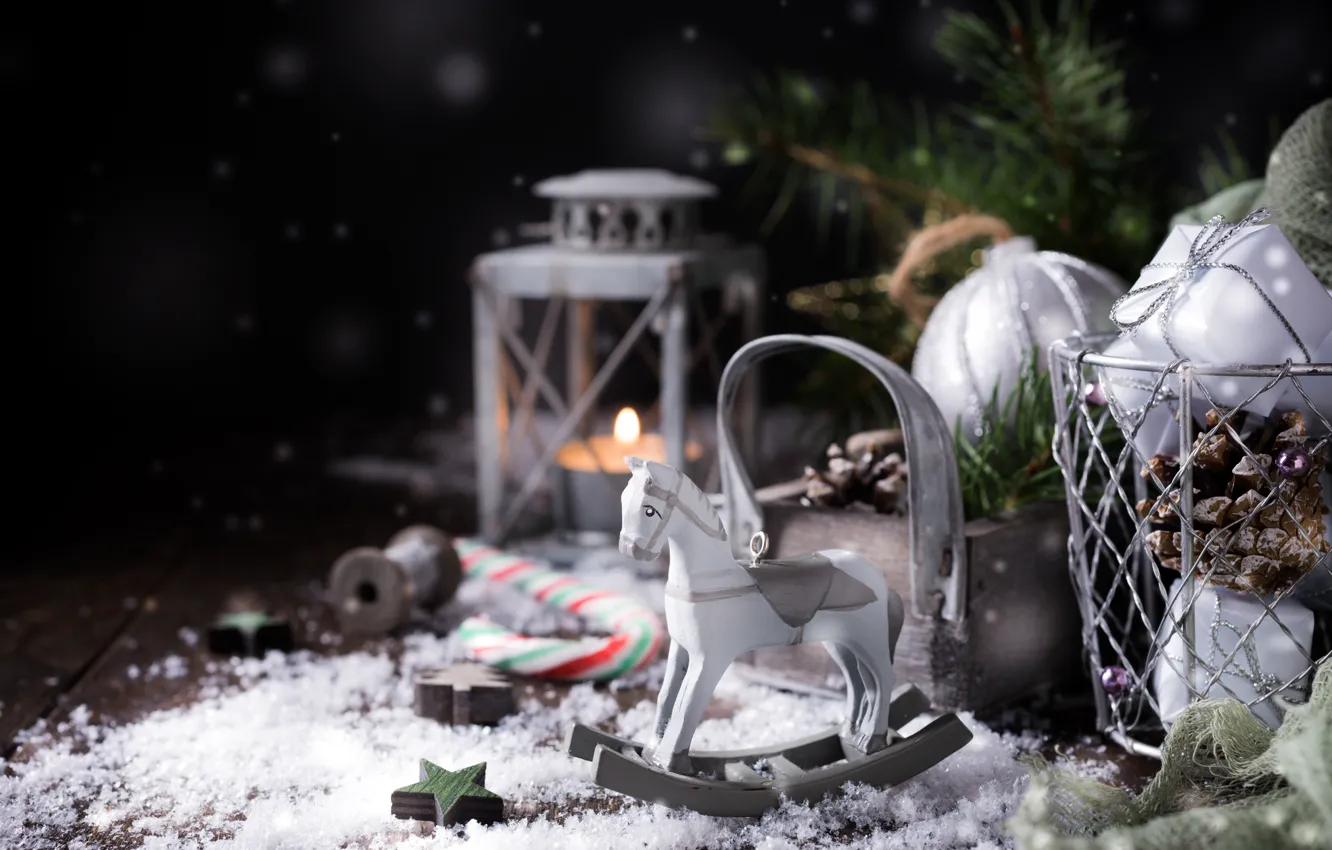 Photo wallpaper toy, new year, horse, composition, Iryna Melnyk
