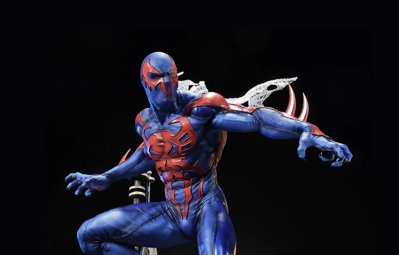 Photo wallpaper costume, black background, suit, Miguel O'hara, spider-man 2099, spider-man 2099