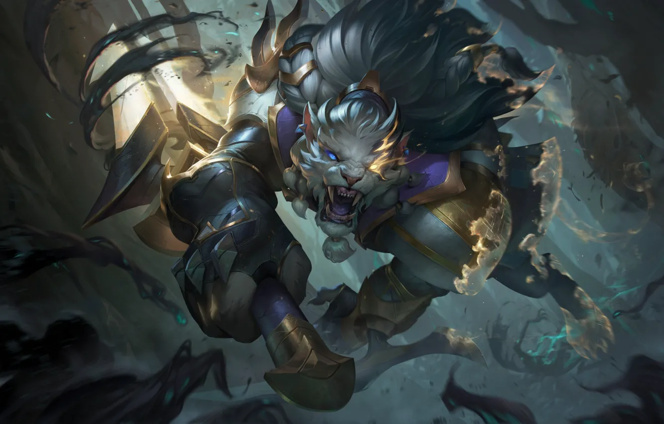 Photo wallpaper art, battle, kitty, splash, League of Legends, artwork, LoL, League Of Legends
