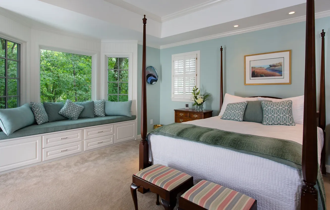 Photo wallpaper design, style, room, interior, bedroom, Soothing master bedroom, by Handcrafted homes inc