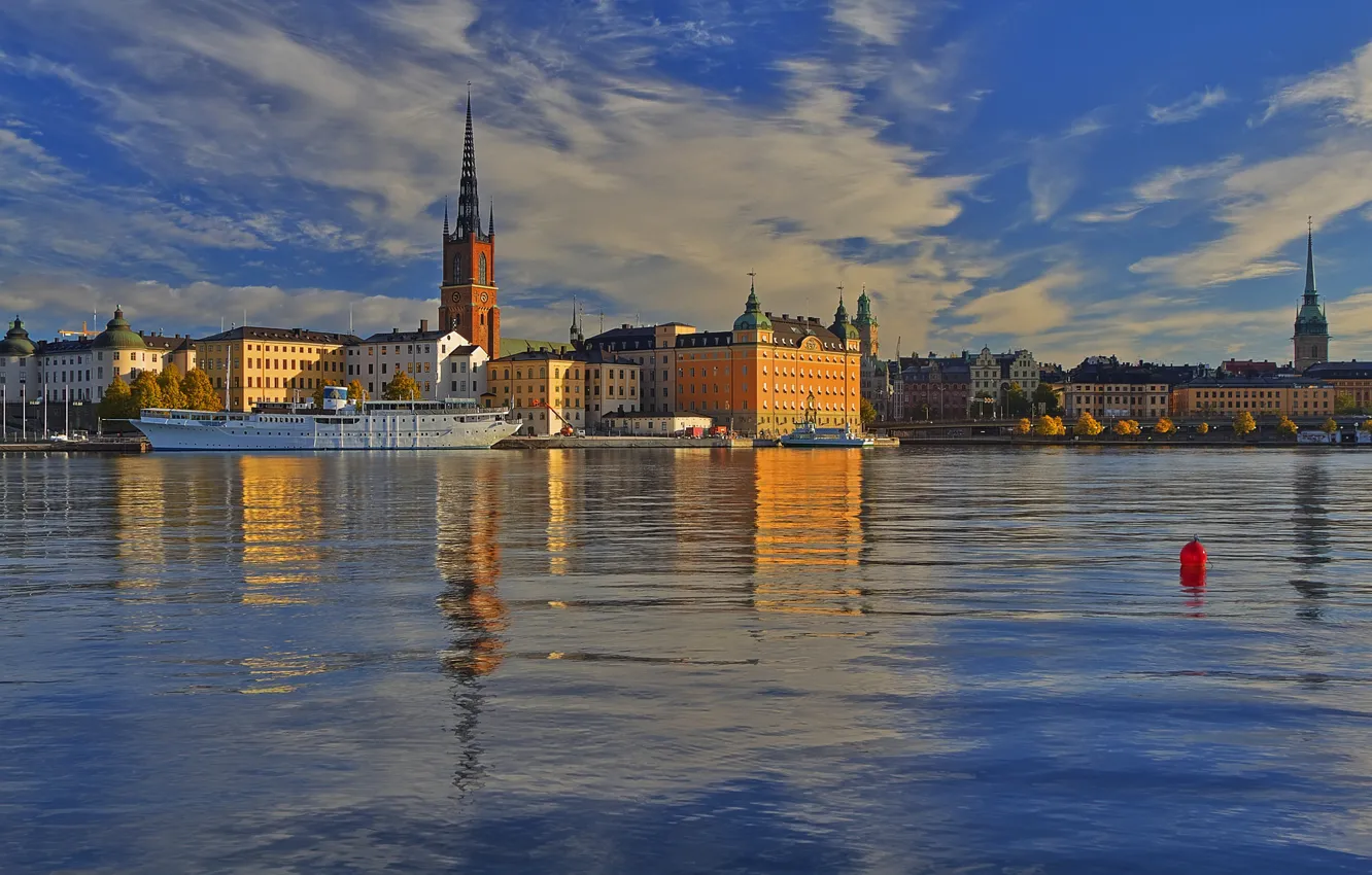 Photo wallpaper sea, ship, home, Stockholm, Sweden
