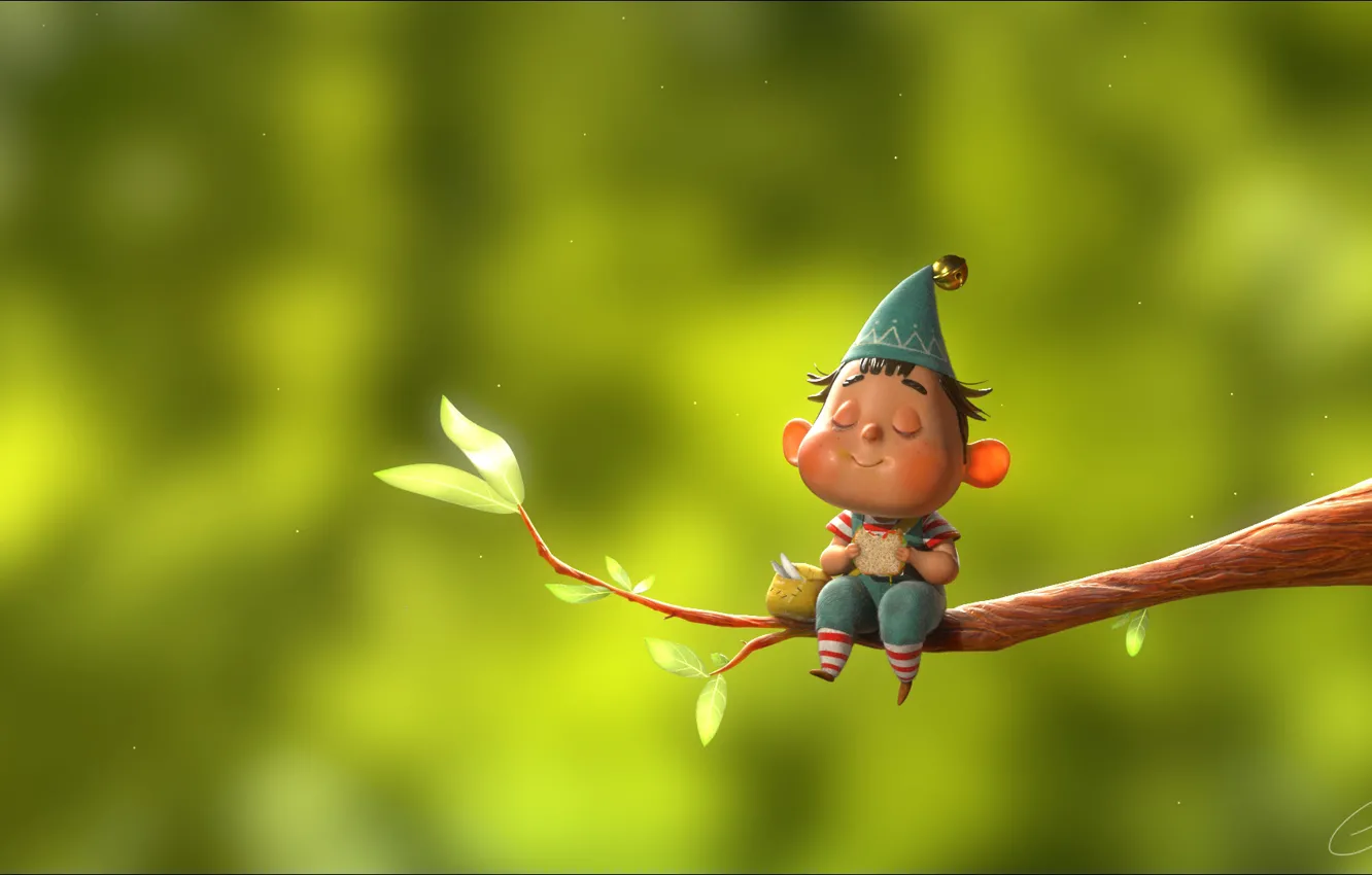 Photo wallpaper branches, food, dwarf, Smak, Yummy!