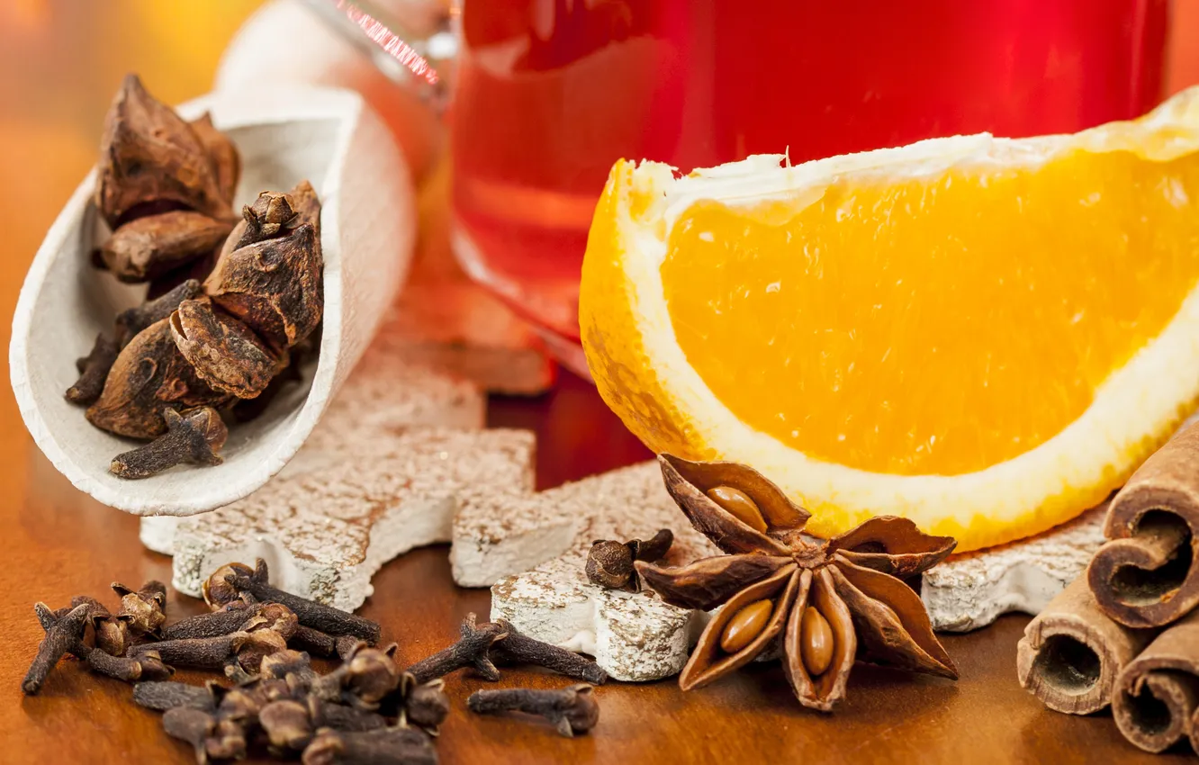 Photo wallpaper orange, clove, star anise
