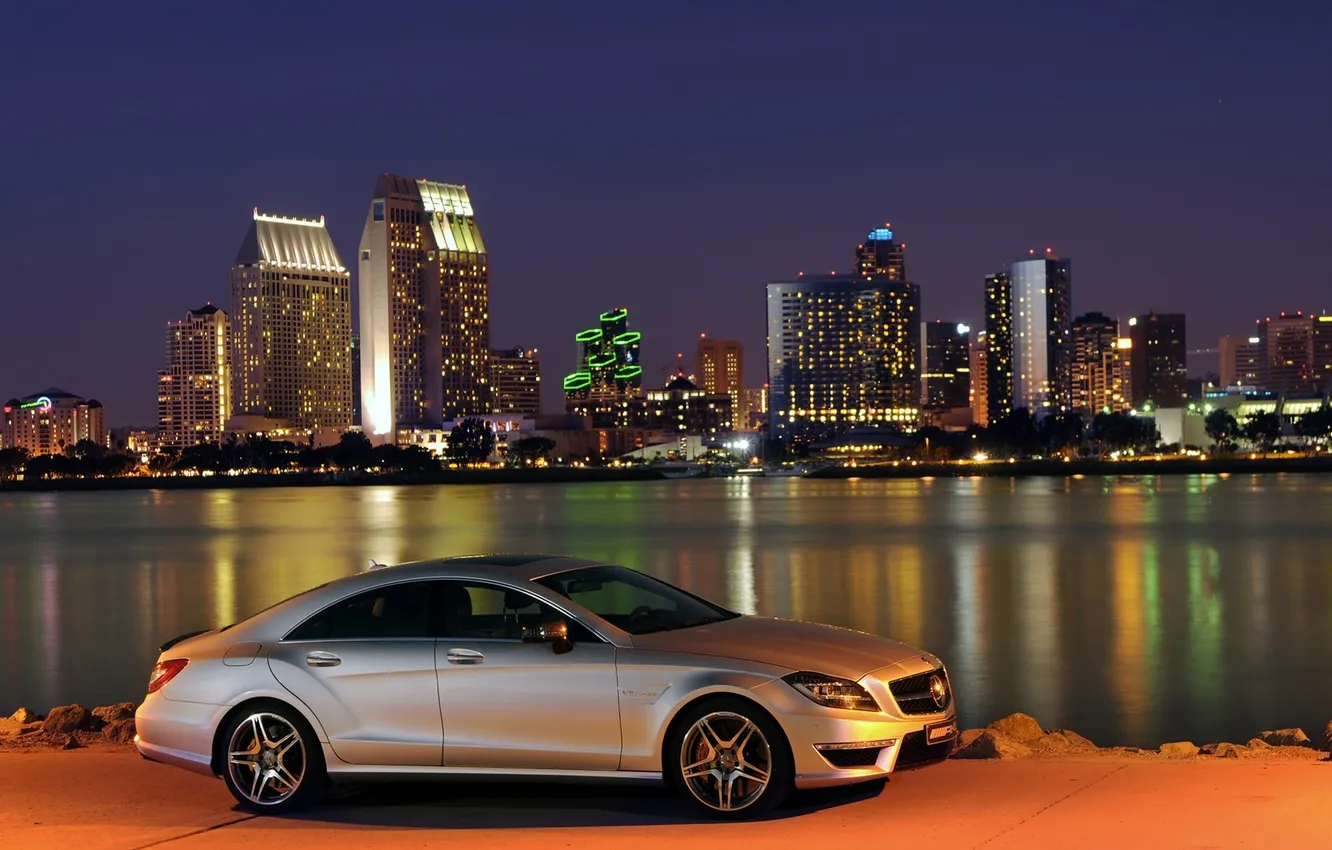 Photo wallpaper the city, photo, cars, Mercedes, Mercedes, Benz CLS63 AMG, car pictures for your desktop