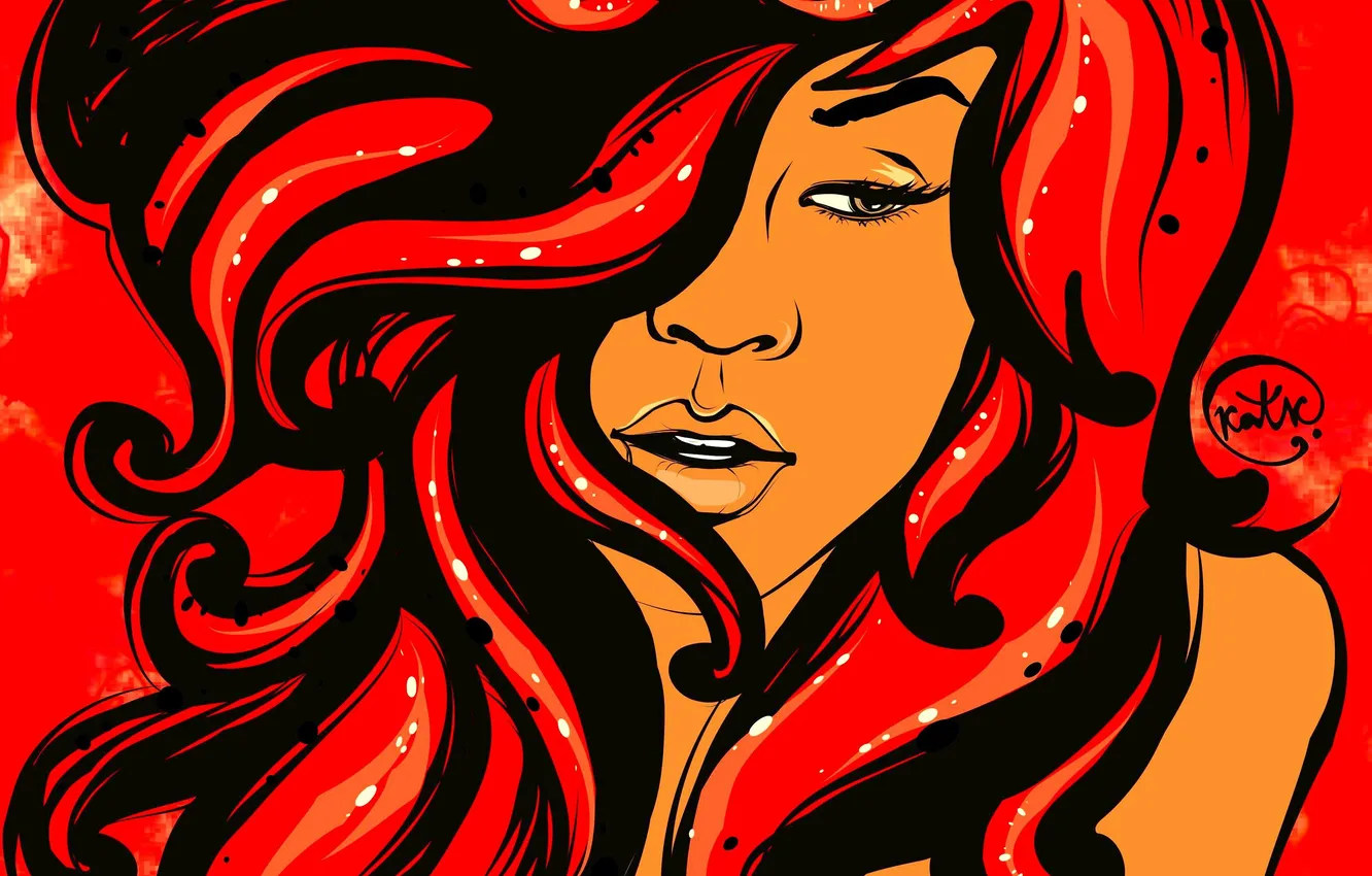 Photo wallpaper graphics, art, Rihanna, more Wallpaper, drawn girls