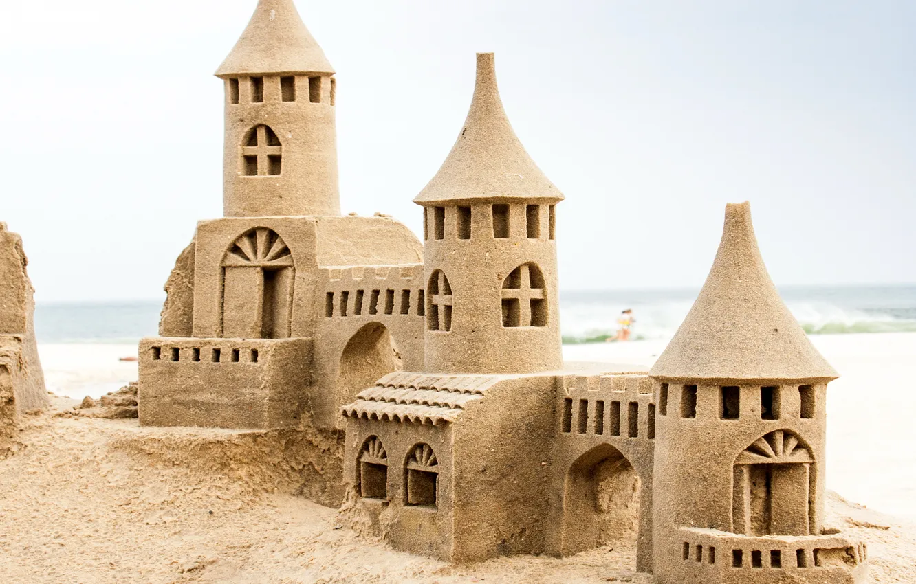 Photo wallpaper sand, beach, castle, beach, sand, castle, sand castle
