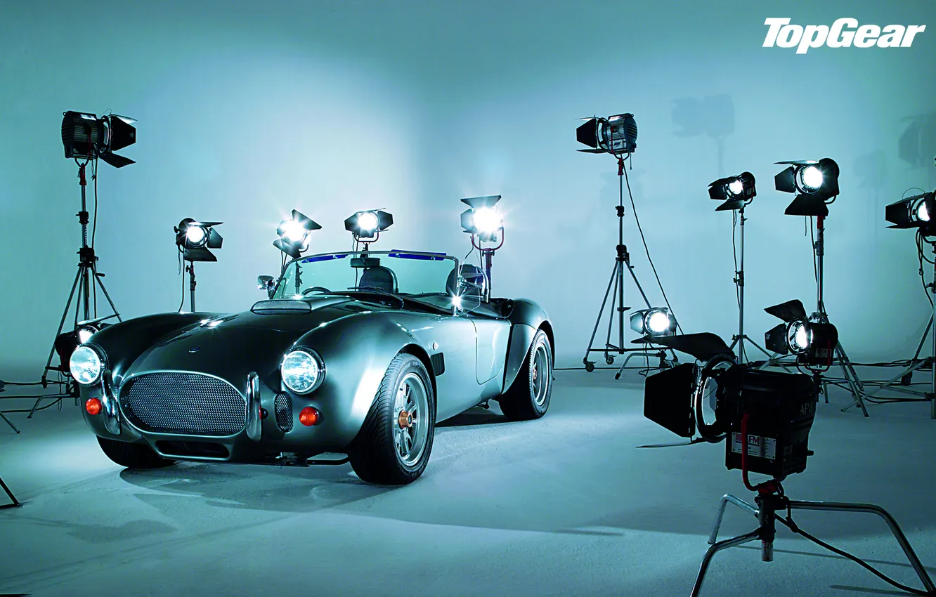Photo wallpaper background, Top Gear, supercar, Cobra, the front, Cobra, spotlights, the best TV show