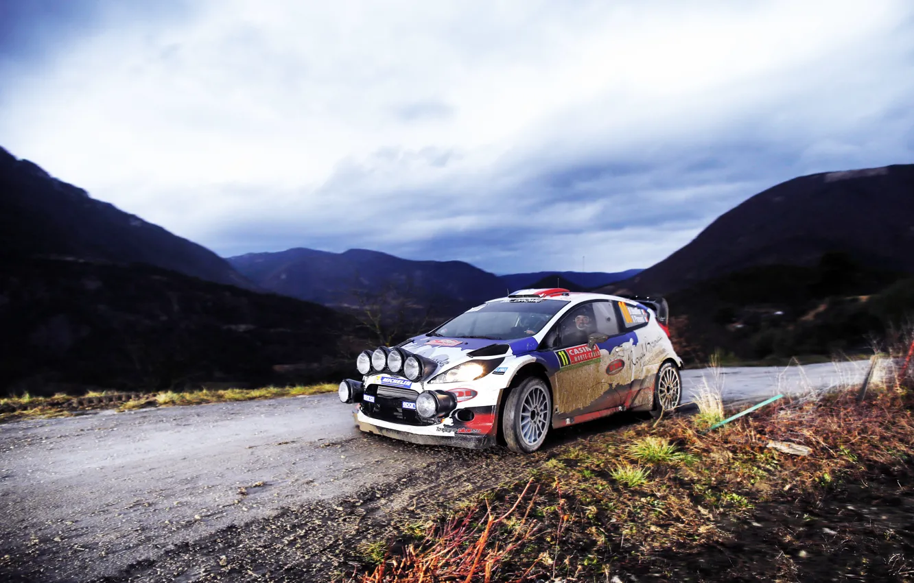 Photo wallpaper Ford, The evening, Auto, Mountains, Sport, Light, Ford, Race